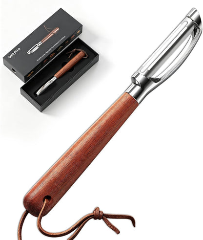 Vegetable Peeler, Premium I-Shape Potato Peeler, Stainless Steel Multifunctional Kitchen Peeler Real Wood Handle Ultra Sharp Blade Vegetable, Potato, Fruit