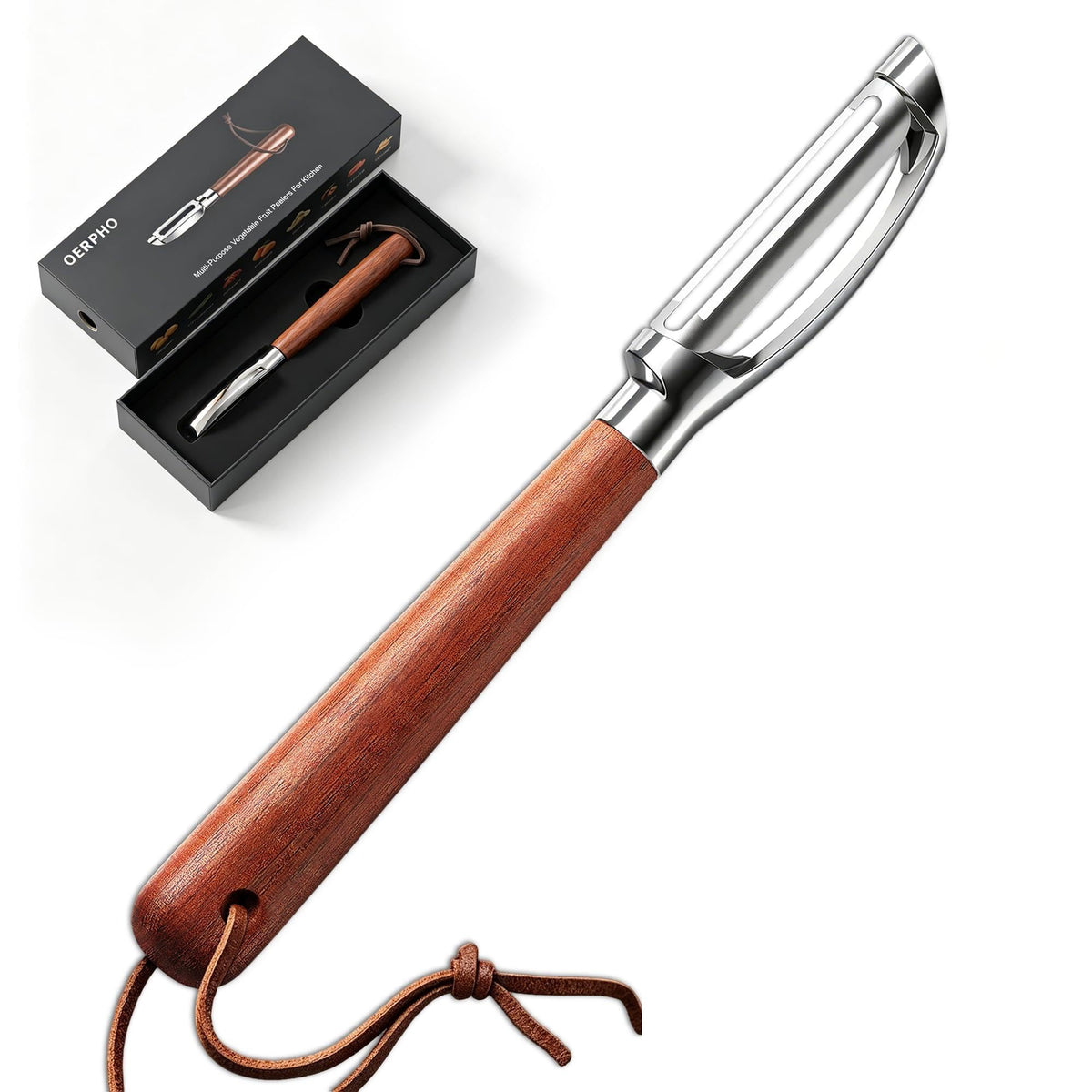 Vegetable Peeler, Premium I-Shape Potato Peeler, Stainless Steel Multifunctional Kitchen Peeler Real Wood Handle Ultra Sharp Blade Vegetable, Potato, Fruit