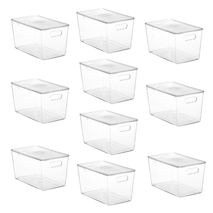 Vtopmart 6 Pack Clear Stackable Storage Bins with Lids and Handles, Large