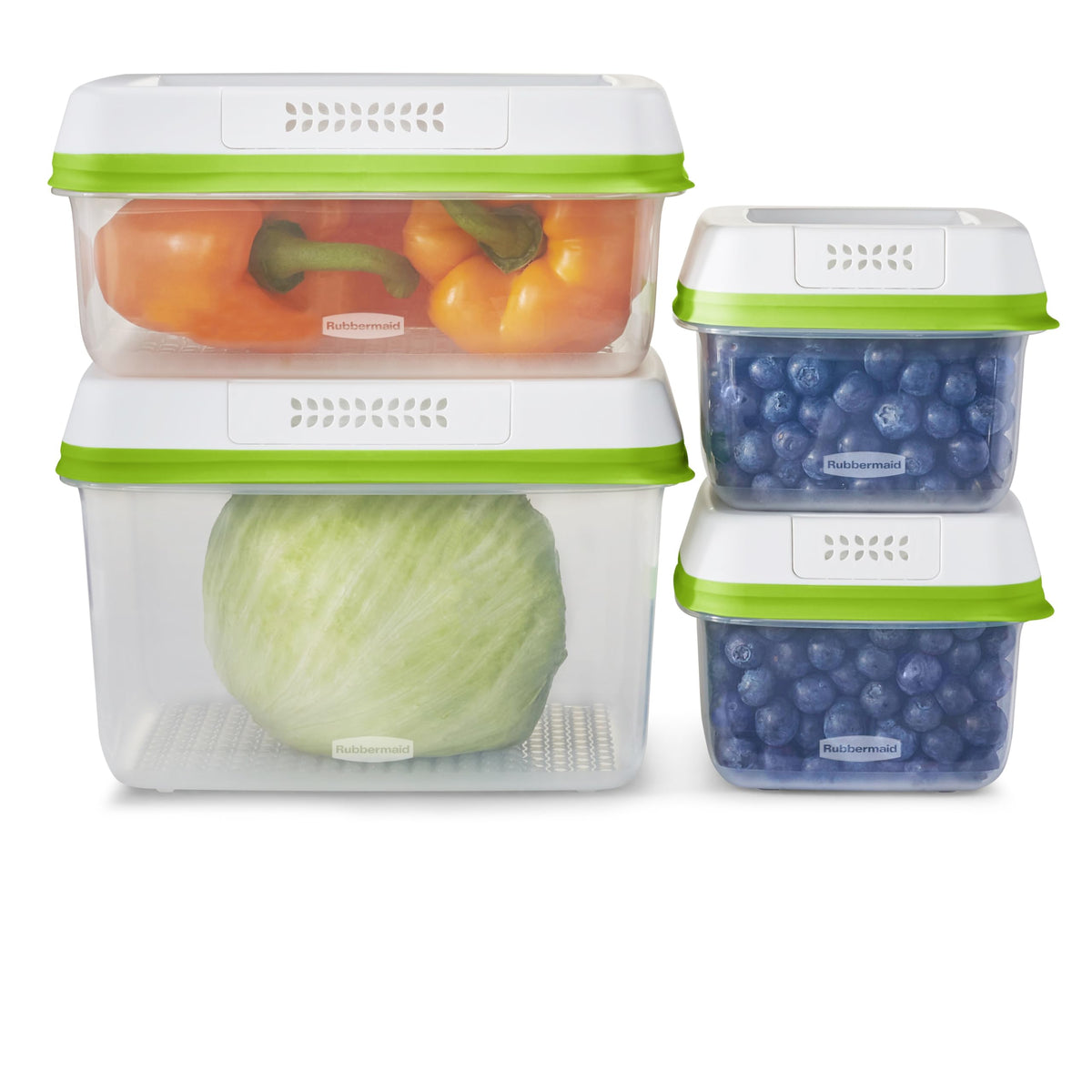 Rubbermaid FreshWorks Produce Saver, Large Produce Storage Containers, 4 Piece Set
