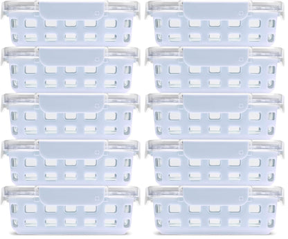 Ello Duraglass Refresh 3.4 Cup Meal Prep Containers, 10 Pc, Halogen Blue