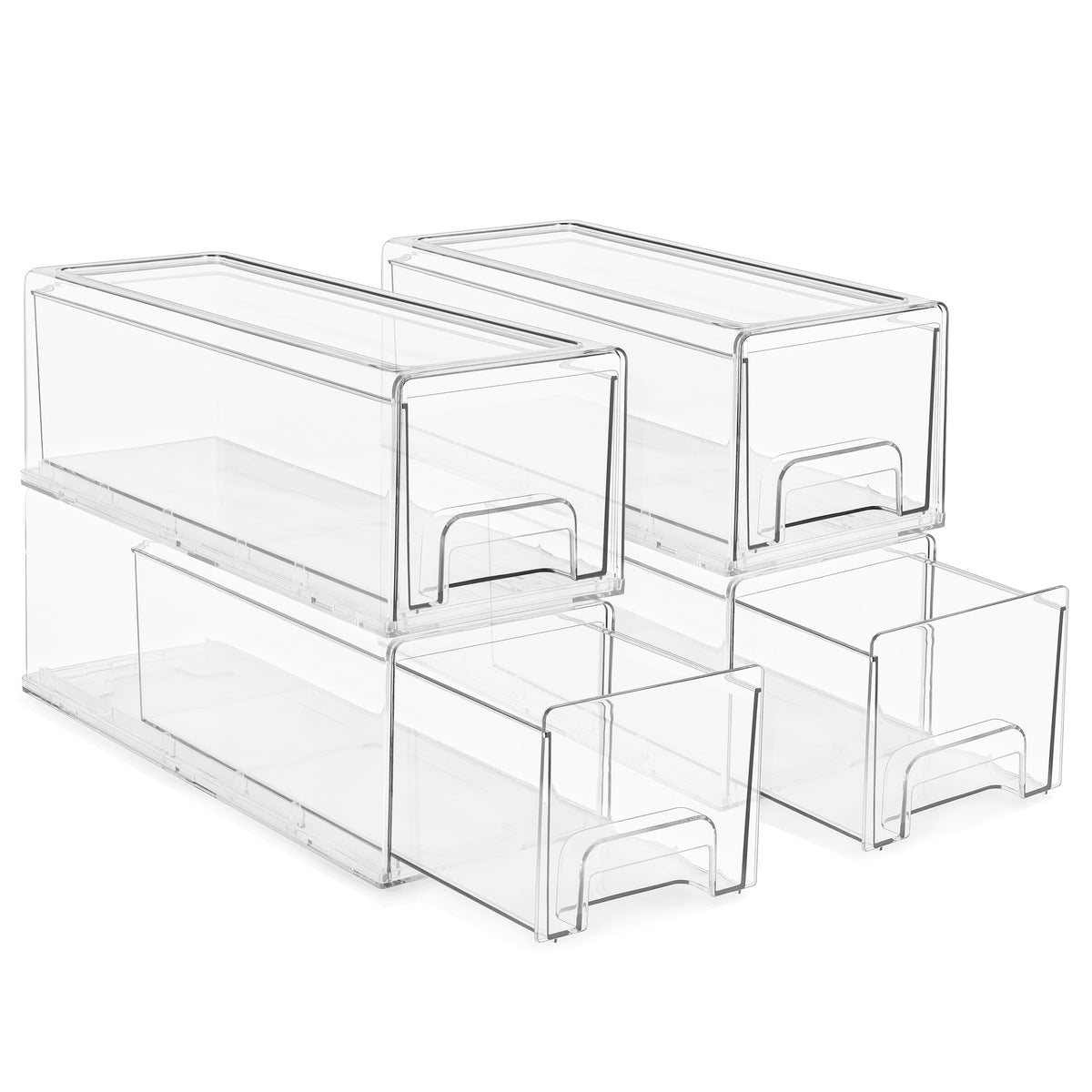 Sorbus Clear Stackable Storage Drawers with Pull-Out Bins (Medium, 2 Pack)
