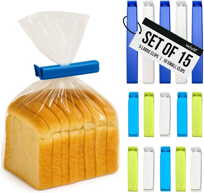 LINDEN SWEDEN Twixit! Bag Clips - Keep Food Fresh, Stop Spillage Set of 15