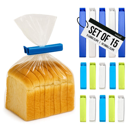 LINDEN SWEDEN Twixit! Bag Clips - Keep Food Fresh, Stop Spillage Set of 15