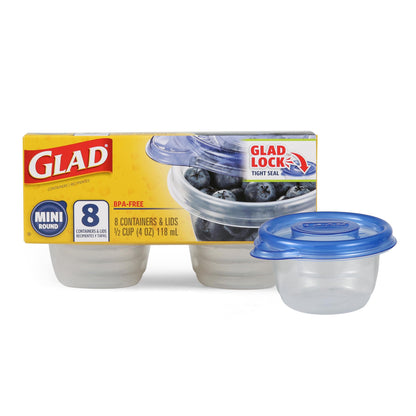 Glad GladWare Deep Dish Food Storage Containers, 64 Oz, 3 Count
