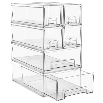 Sorbus Clear Stackable Storage Drawers with Pull-Out Bins (Medium, 2 Pack)