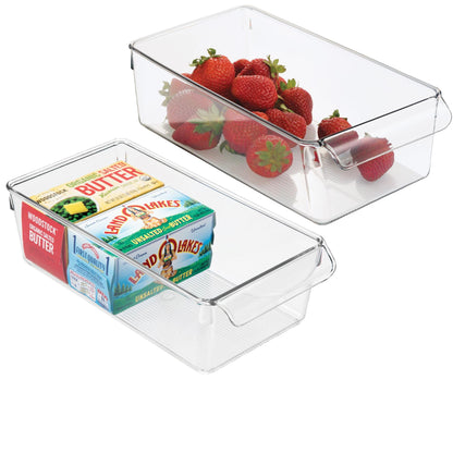 iDesign Linus Plastic Fridge and Freezer Storage Organizer Bin with Handle, Clear Container for Food, Drinks, Produce Organization, BPA-Free , 11.5" x 6" x 3.5", Clear