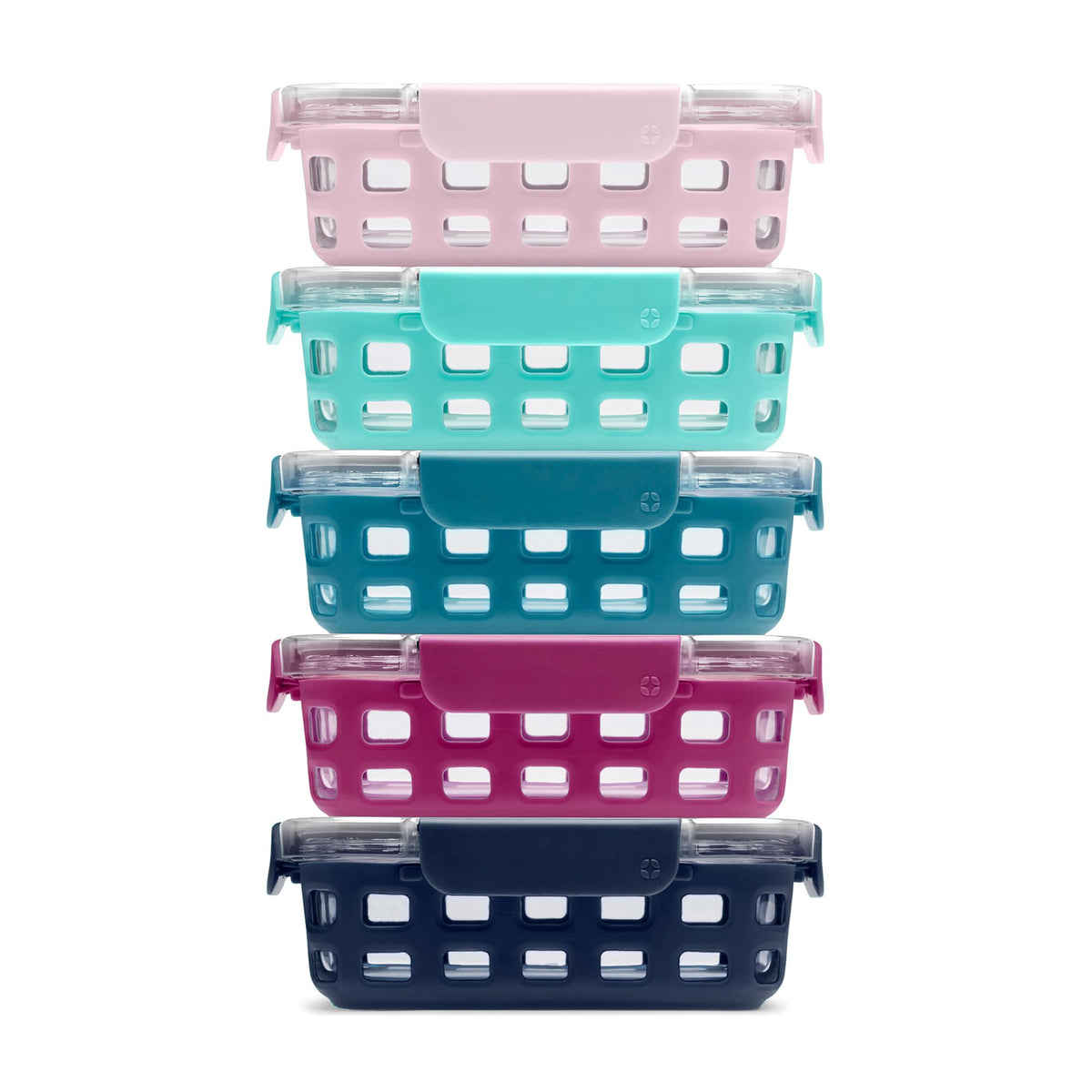 Ello Duraglass Refresh 3.4 Cup Meal Prep Containers, 10 Pc, Halogen Blue