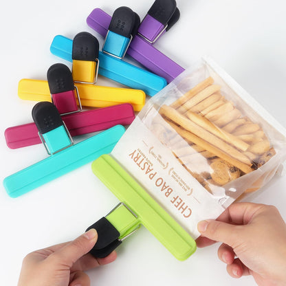 Chip Clips, 8 Pack Food Clips, Snack Bag Clip, Plastic Heavy Duty Seal Grips for Food Storage, Home, Office and More (4 x L, 4 x S)