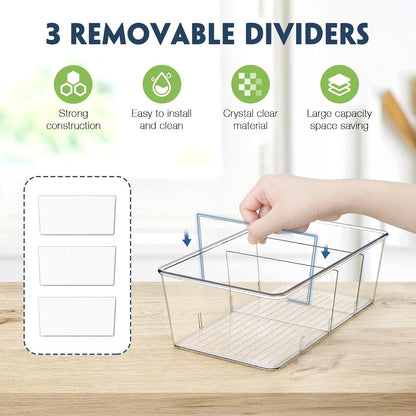 Pantry Organization and Storage Bins with Dividers Kitchen Organizer 2 Pack
