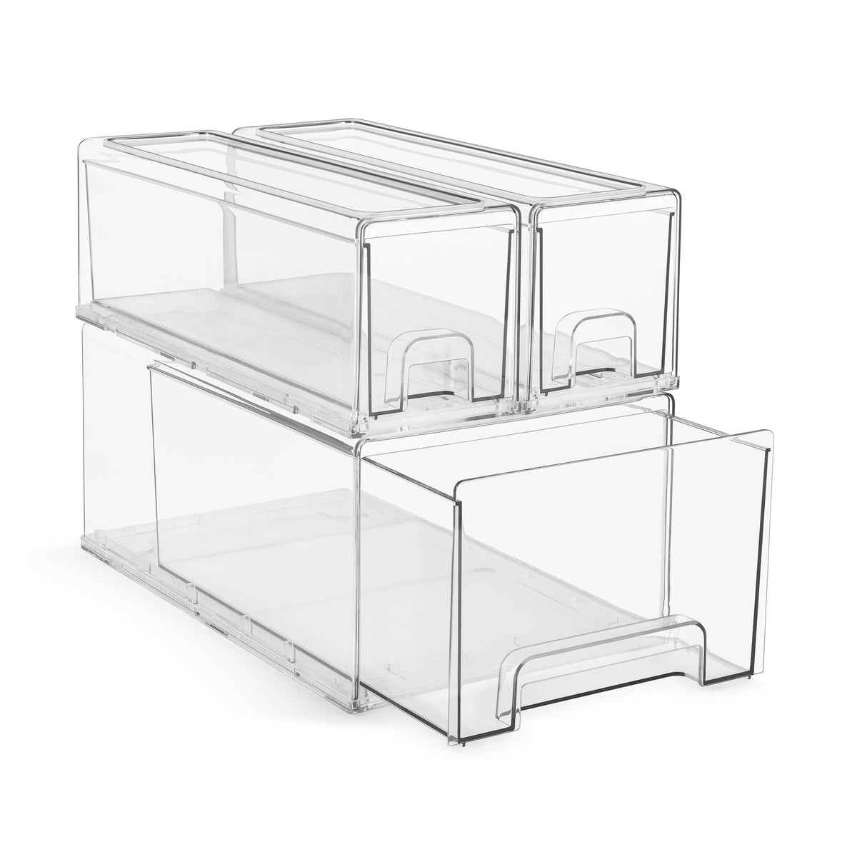 Sorbus Clear Stackable Storage Drawers with Pull-Out Bins (Medium, 2 Pack)