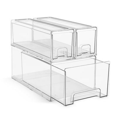Sorbus Clear Stackable Storage Drawers with Pull-Out Bins (Medium, 2 Pack)