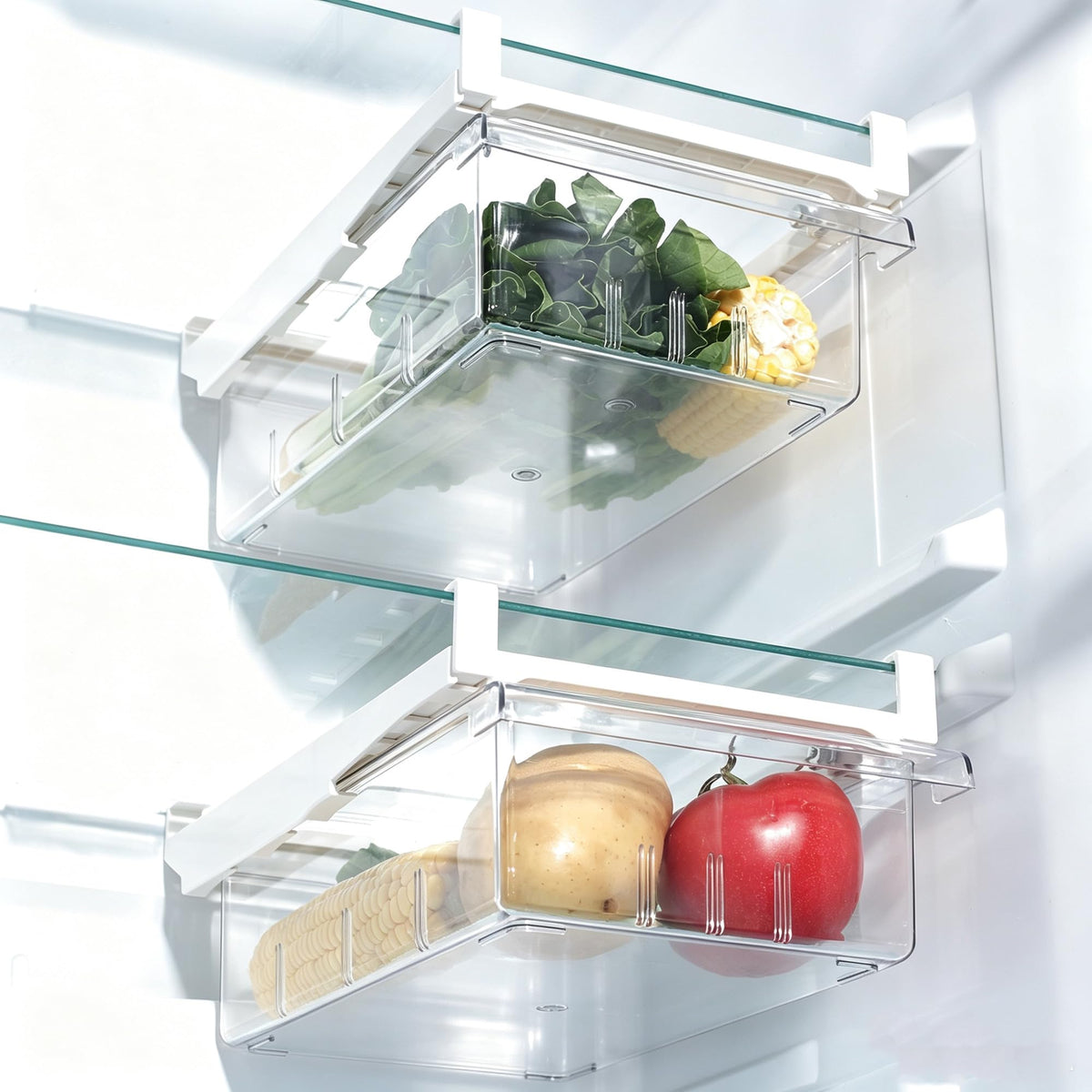 2Pcs Refrigerator Organizer Bins Refrigerator Drawer Fridge Organizers