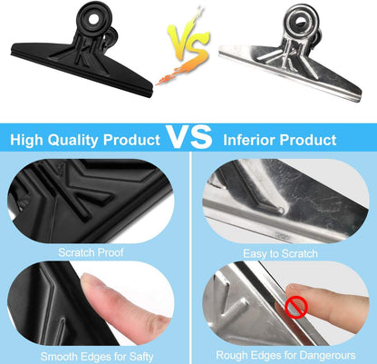 Coideal Extra Large Bulldog Clips - 2 PCS 20cm Long Jumbo XL Bull Binder Paper Clip Clamps for Office (Black, 7 7/8 Inch)