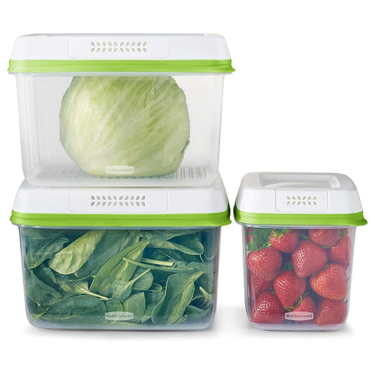 Rubbermaid FreshWorks Produce Saver, Large Produce Storage Containers, 4 Piece Set