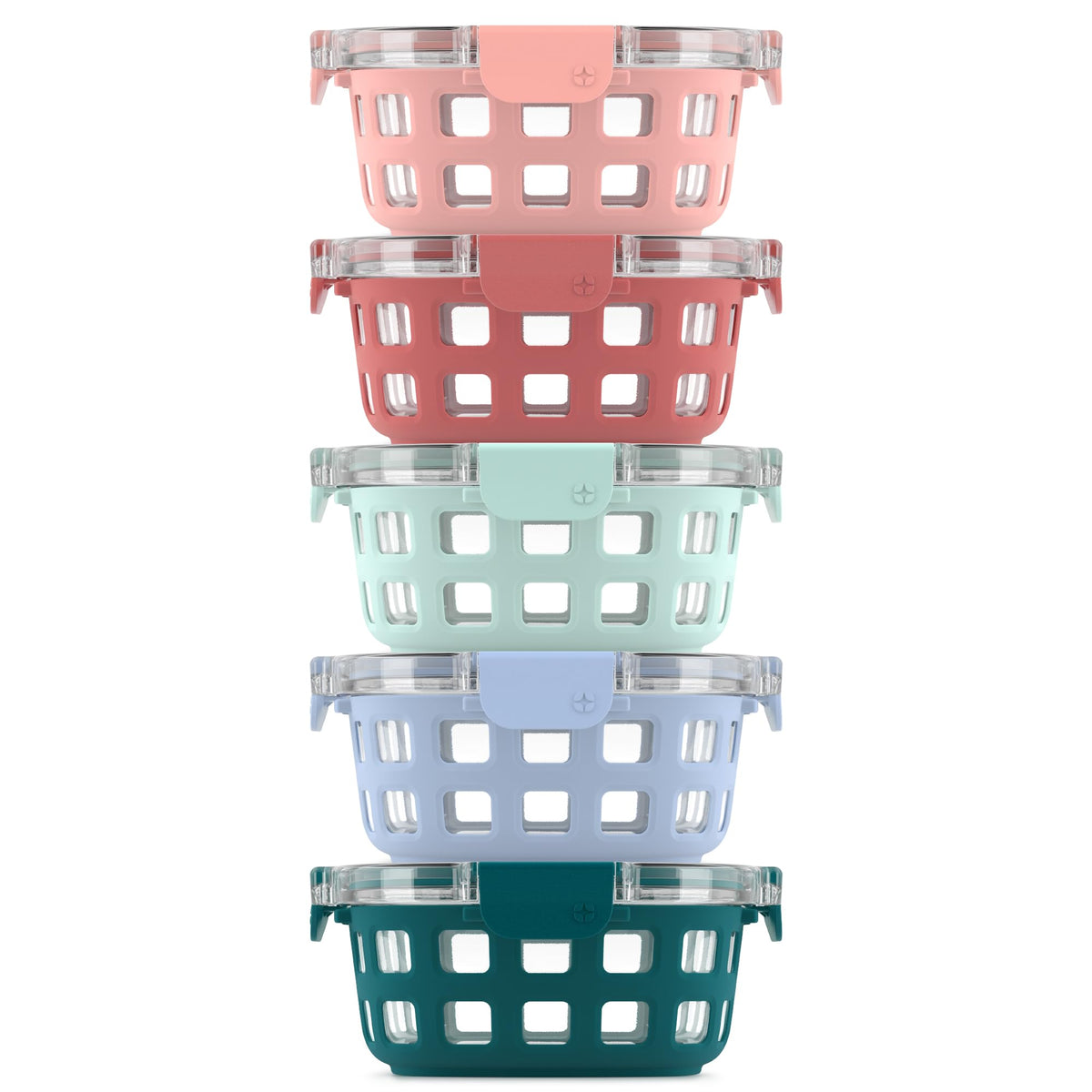 Ello Duraglass Refresh 3.4 Cup Meal Prep Containers, 10 Pc, Halogen Blue