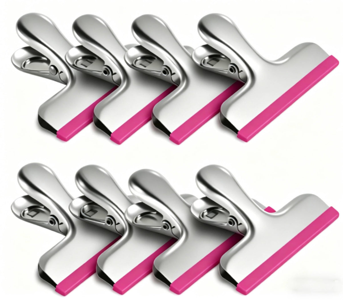 HOUSE AGAIN 12 Pack Stainless Steel Chip Bag Clips Covered with Silicone - NO More Sharp Edges - Color Coded for Food Bags - Air Tight Seal, Heavy Duty for Kitchen and Office, 3 Inches