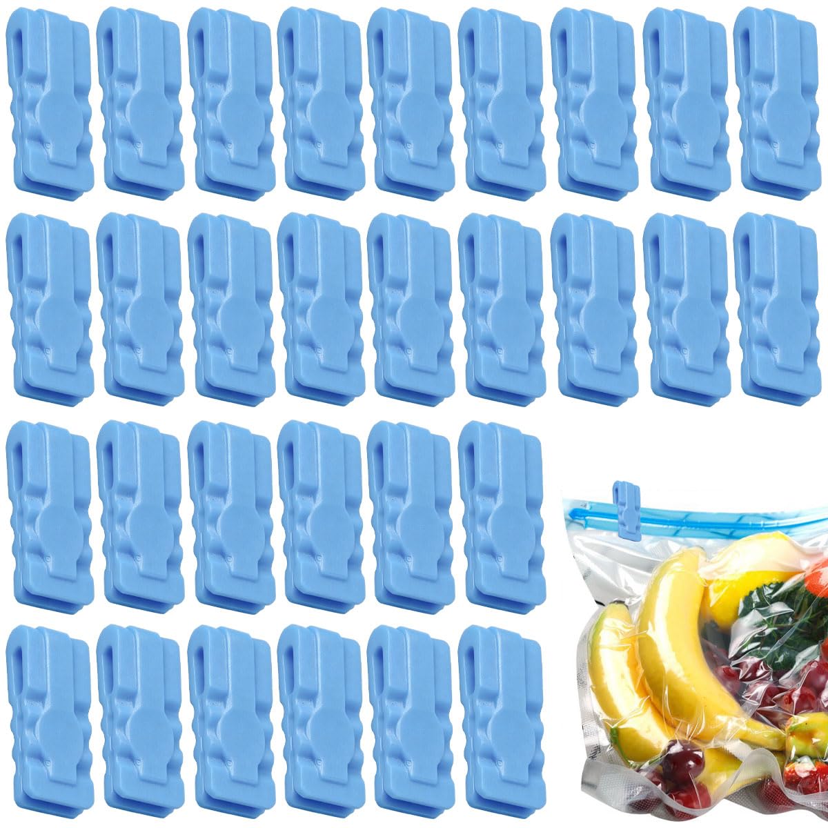 30 PCS Vacuum Storage Bags Sealing Clip Snack Bag Sealing Clips Zipper Labor Saver Sliding Grip Seal Grip Efficient Bag Sealer Reusable Zipper Sealers for Clothes Bedding Food Preservation
