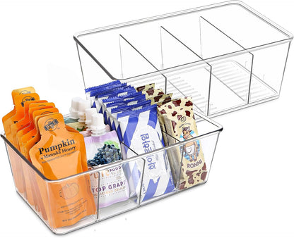 Pantry Organization and Storage Bins with Dividers Kitchen Organizer 2 Pack