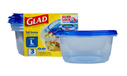 Glad GladWare Deep Dish Food Storage Containers, 64 Oz, 3 Count