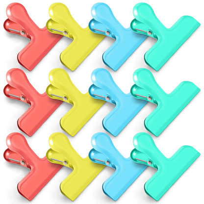 12 Pack Chip Clips, Stainless Steel Bag Clips & Food Clip, Heavy Duty Bag Clip for Food Storage, Air Tight Seal Perfect for Kitchen and Office Usage (Silver)