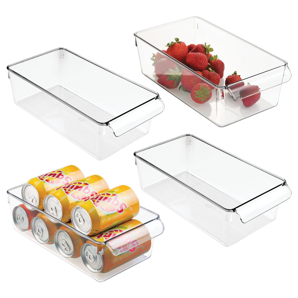 iDesign Linus Plastic Fridge and Freezer Storage Organizer Bin with Handle, Clear Container for Food, Drinks, Produce Organization, BPA-Free , 11.5" x 6" x 3.5", Clear