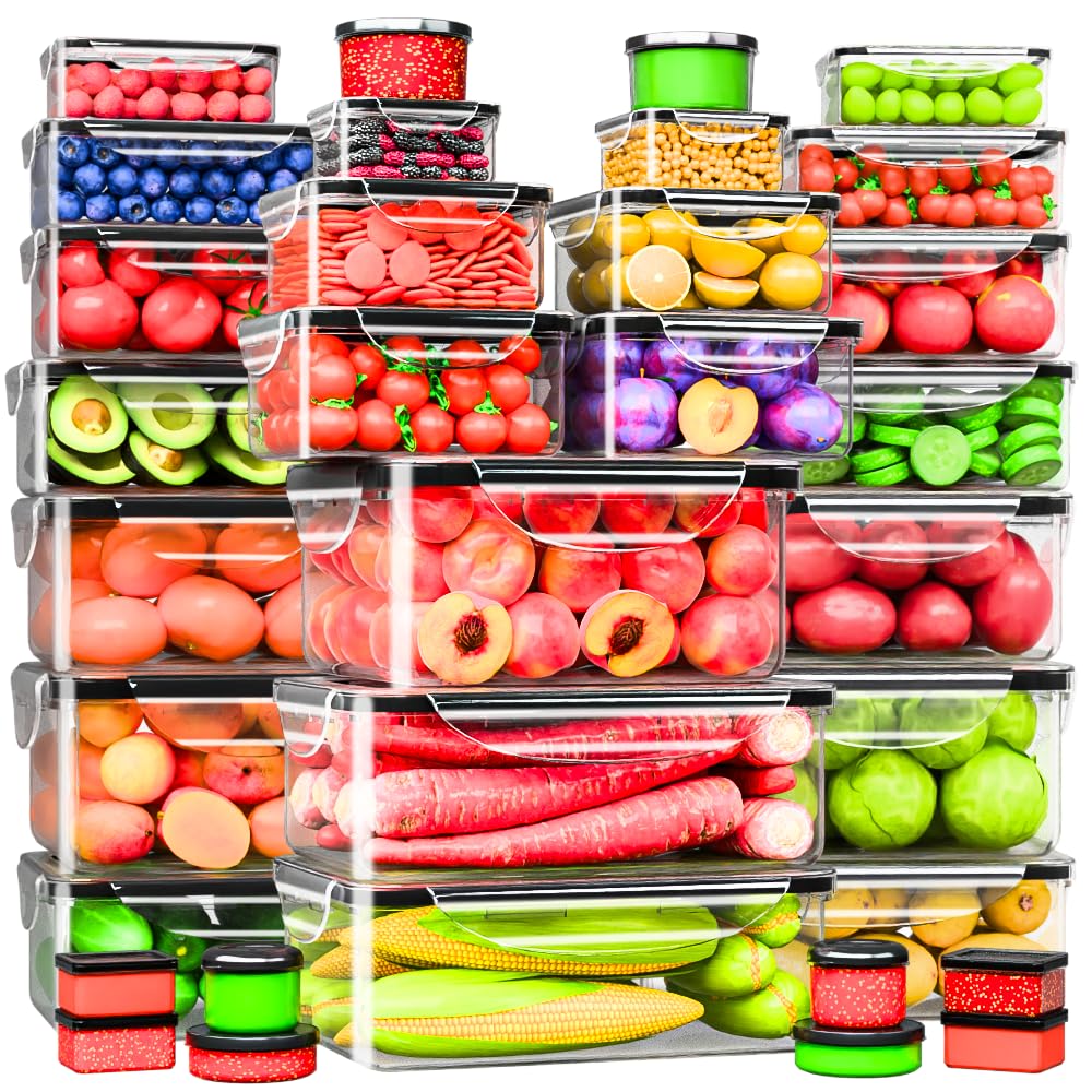5 Pack Large Fruit Storage Containers for Fridge with Removable Colander