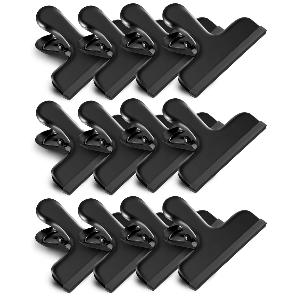 HOUSE AGAIN 12 Pack Stainless Steel Chip Bag Clips Covered with Silicone - NO More Sharp Edges - Color Coded for Food Bags - Air Tight Seal, Heavy Duty for Kitchen and Office, 3 Inches