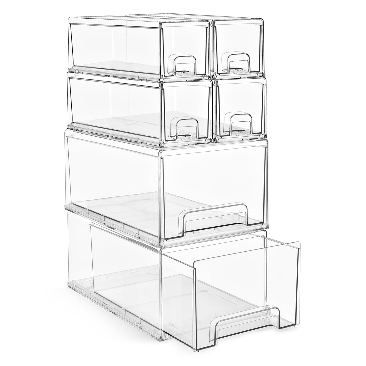 Sorbus Clear Stackable Storage Drawers with Pull-Out Bins (Medium, 2 Pack)