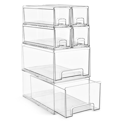 Sorbus Clear Stackable Storage Drawers with Pull-Out Bins (Medium, 2 Pack)