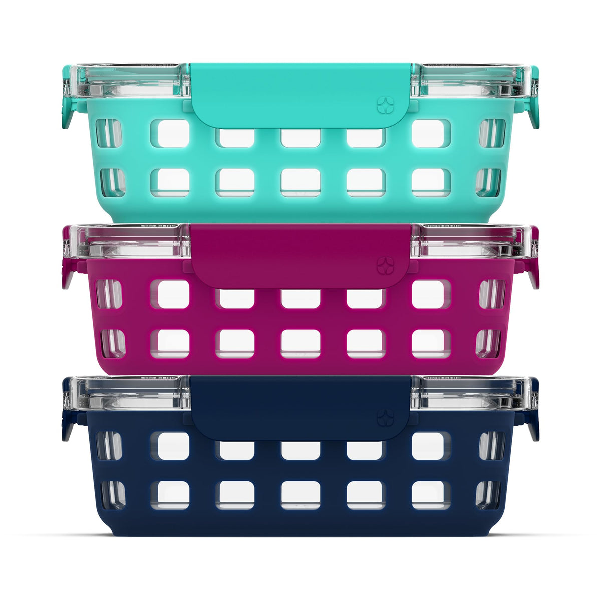 Ello Duraglass Refresh 3.4 Cup Meal Prep Containers, 10 Pc, Halogen Blue