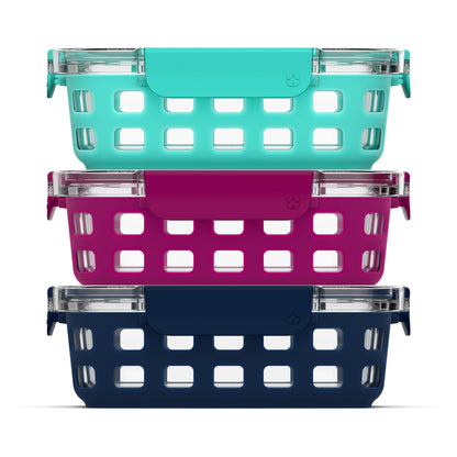 Ello Duraglass Refresh 3.4 Cup Meal Prep Containers, 10 Pc, Halogen Blue