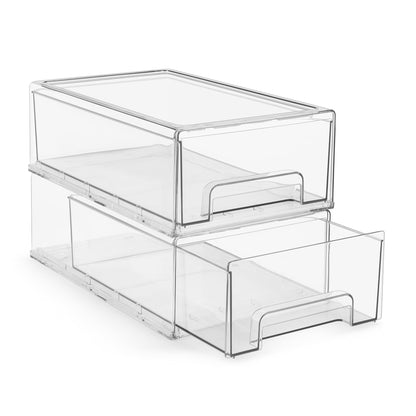 Sorbus Clear Stackable Storage Drawers with Pull-Out Bins (Medium, 2 Pack)