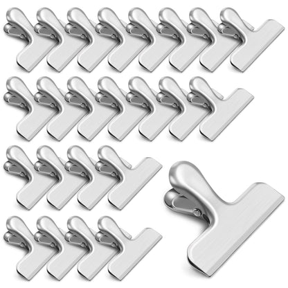 12 Pack Chip Clips, Stainless Steel Bag Clips & Food Clip, Heavy Duty Bag Clip for Food Storage, Air Tight Seal Perfect for Kitchen and Office Usage (Silver)