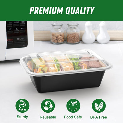 Dealusy 50 Pack (100-Piece) 24 oz Meal Prep Containers Reusable with Lids