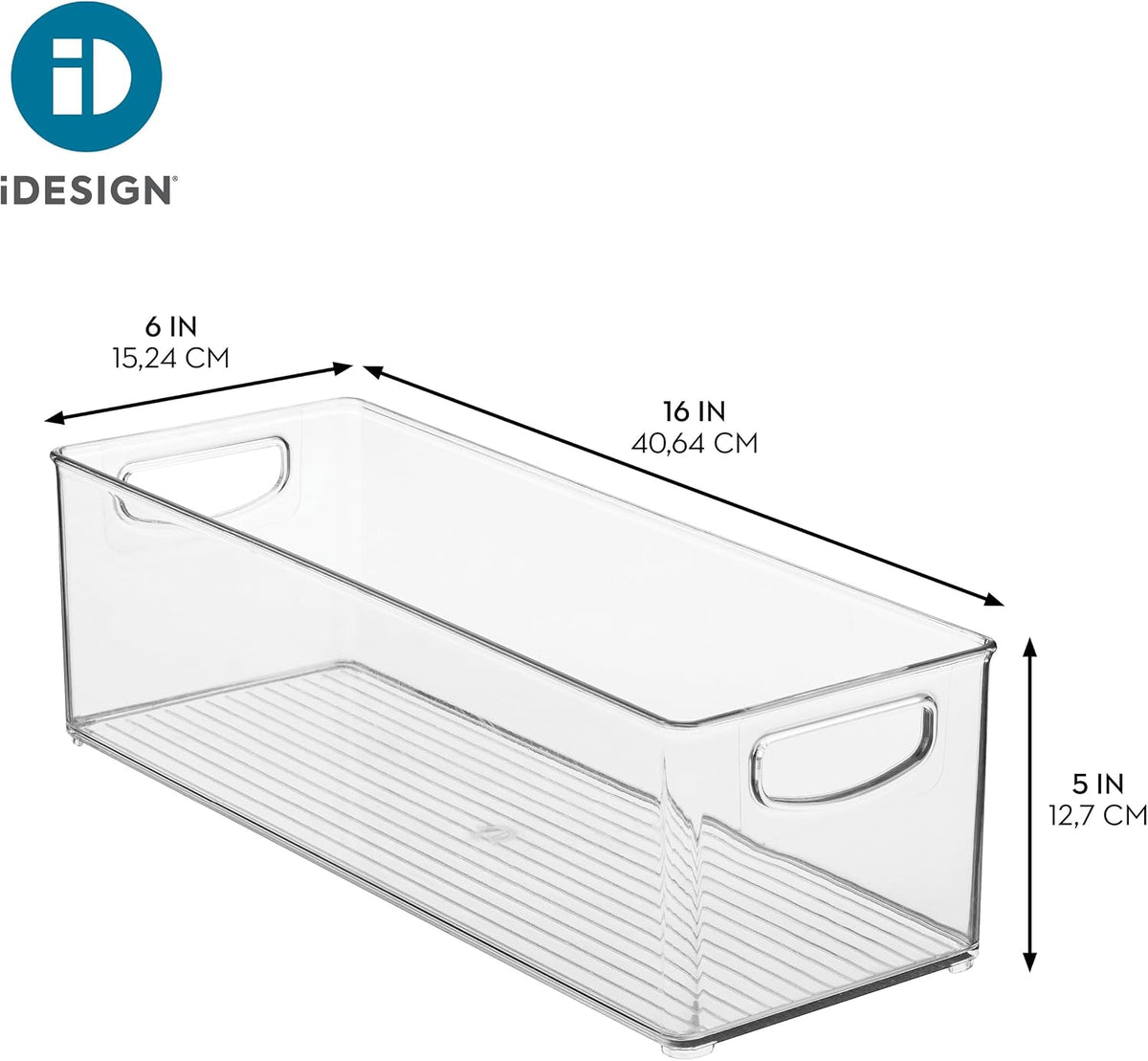 iDesign Plastic Stackable Pantry Bin with Handles, Set of 2, Clear