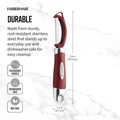 Farberware Euro Vegetable Peeler with Swivel Blade Red