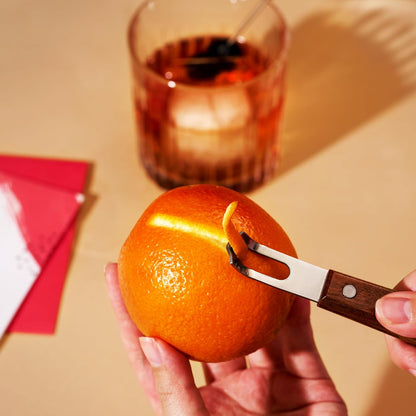 Viski Channel Knife, Citrus Zester and Orange Peeler Tool, Walnut Wood and Stainless Steel Bar Tool for Cocktail Garnishes, Perfect for Home Bars, Craft Cocktails and Bartender Gifts, Set of 1