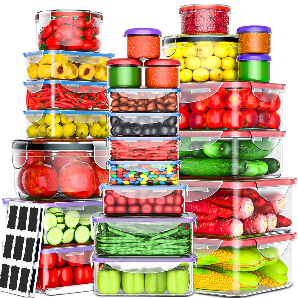 5 Pack Large Fruit Storage Containers for Fridge with Removable Colander