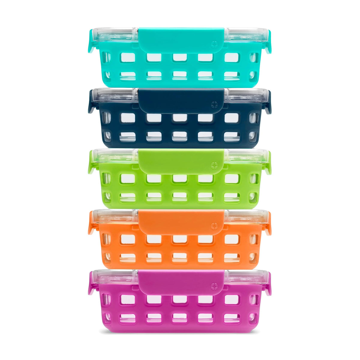 Ello Duraglass Refresh 3.4 Cup Meal Prep Containers, 10 Pc, Halogen Blue