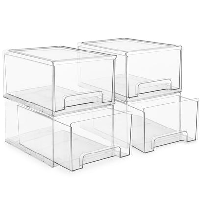 Sorbus Clear Stackable Storage Drawers with Pull-Out Bins (Medium, 2 Pack)