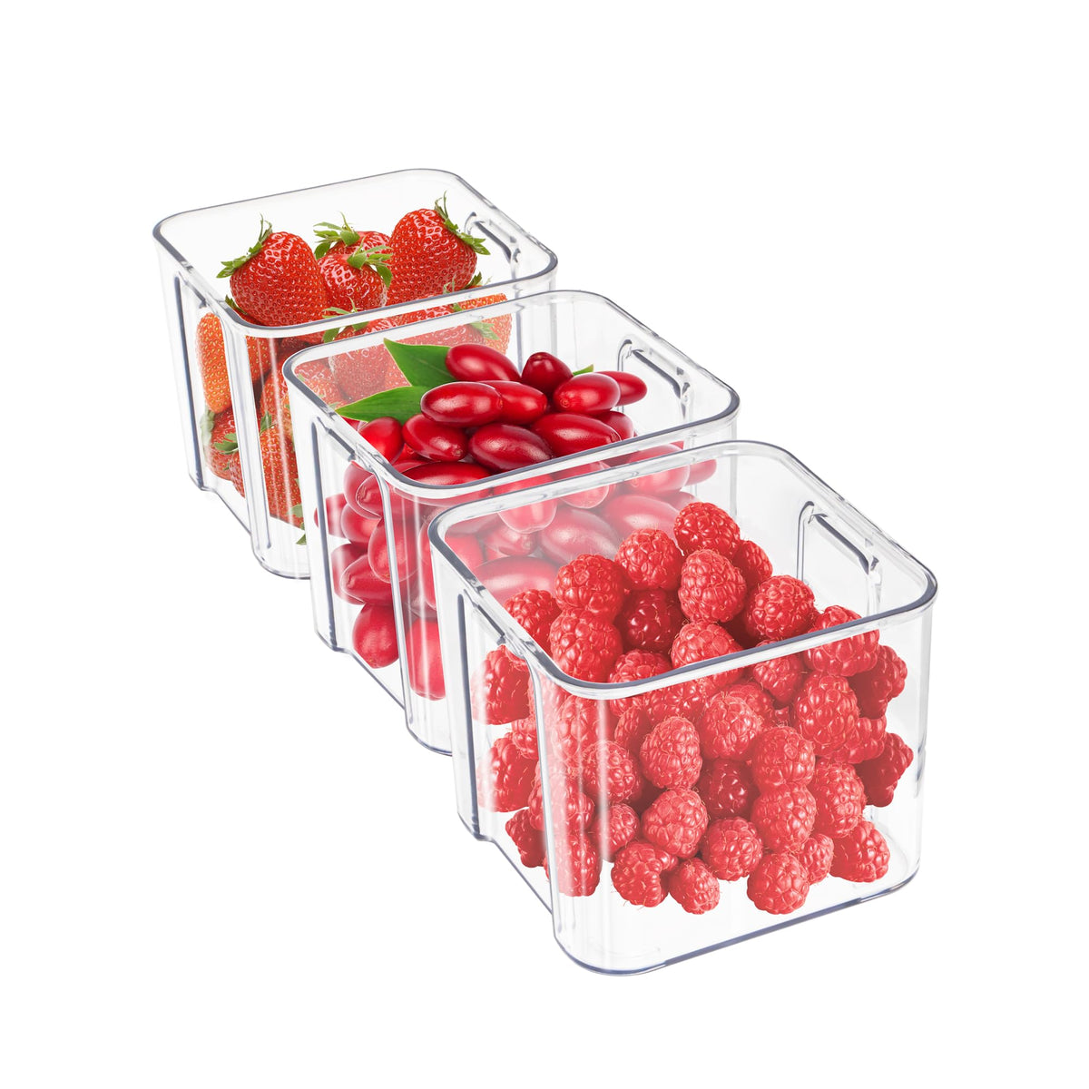 4 pack Stackable Refrigerator Organizer Bins Pull-Out Drawers for Fruit and Veggies Storage Organizer for Fridge Clear Drawer Containers with Handle Divided Organization for Produce Saver