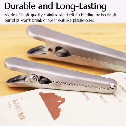 6 Pack Heavy Duty Stainless Steel Food Clips Alligator Bag Sealer