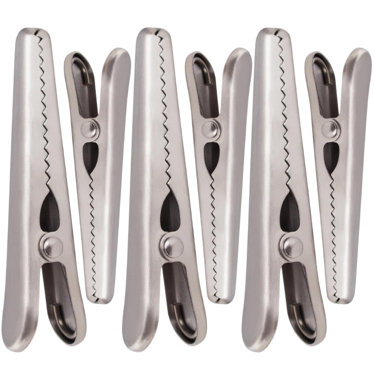 6 Pack Heavy Duty Stainless Steel Food Clips Alligator Bag Sealer