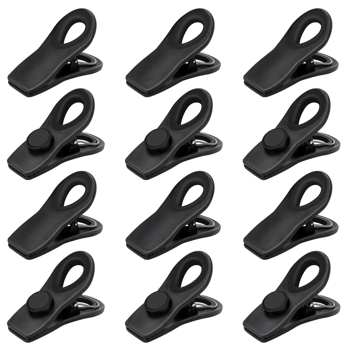 TACGEA Chip Clips, Magnetic Chip Bag Clips for Food Storage, 12 Pack, Black