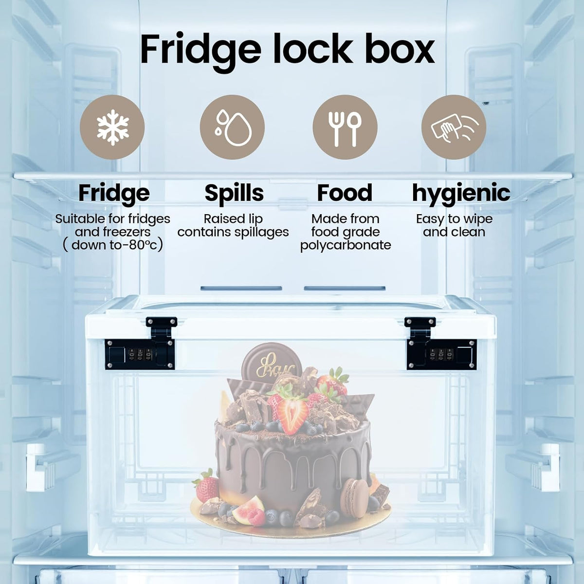 Large Medicine Lock Box for Safe Medication, 24 Litre Locked Medicine Box with Combination Code, Hygienic Lockable Storage Box for Snacks/Food/Electronic/Fridge/Personal Items Stackable Clear