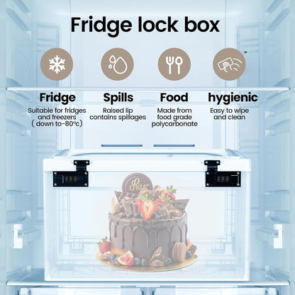Large Medicine Lock Box for Safe Medication, 24 Litre Locked Medicine Box with Combination Code, Hygienic Lockable Storage Box for Snacks/Food/Electronic/Fridge/Personal Items Stackable Clear