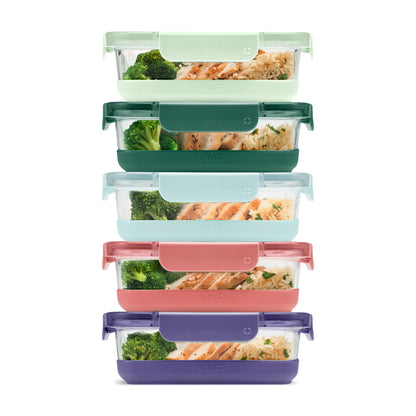 Ello Duraglass Refresh 3.4 Cup Meal Prep Containers, 10 Pc, Halogen Blue