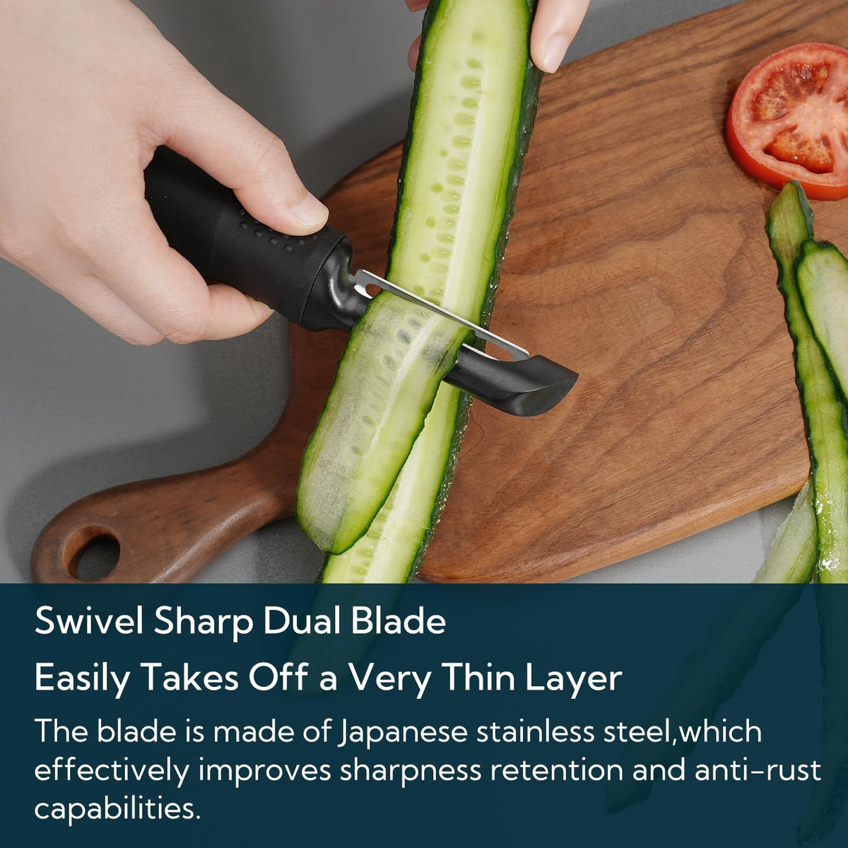 KITCHENDAO Magnetic Vegetable Peeler with Durable Japanese Stainless Steel Sharp Dual Blade, Large Non-Slip Handle with Potato Eye Remover, Magnetic Safety Cover, Dishwasher Safe Kitchen Fruit Peeler