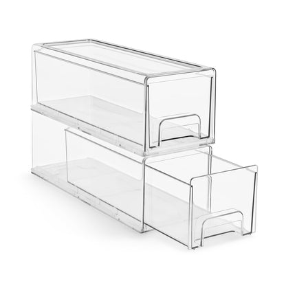Sorbus Clear Stackable Storage Drawers with Pull-Out Bins (Medium, 2 Pack)